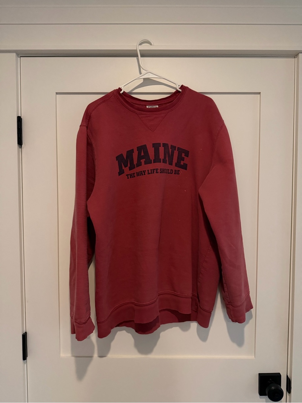 Port and Company Crewneck Sweatshirt - Red with Black Print
